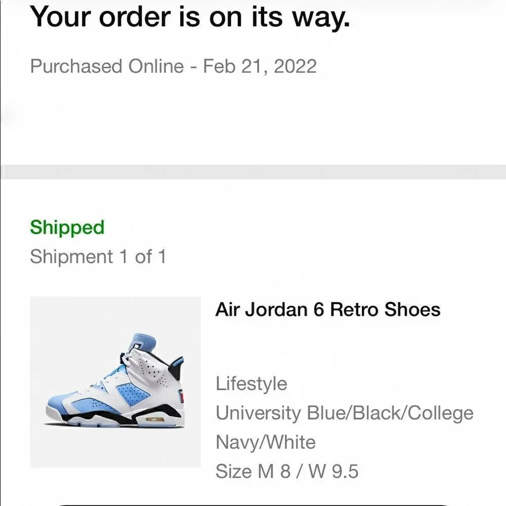 NIB Jordan 6 Retro UNC White